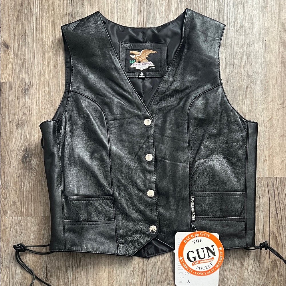 Black Leather Vest by [Brand]